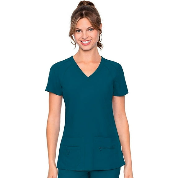 MED COUTURE Women V-Neck Racerback Top, Color: Caribbean, Size: S (8416-CARI-S)