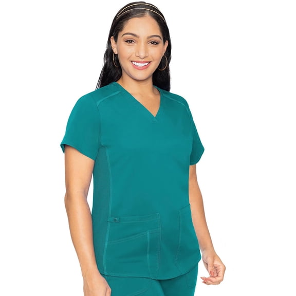 Med Couture Touch V-Neck Scrub Top for Women with 4 Pockets