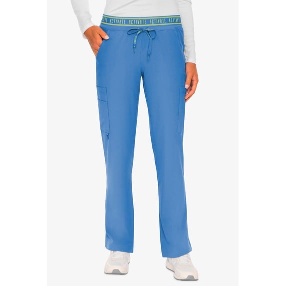 MED COUTURE Women Yoga 2 Cargo Pocket Pant, Color: Ceil, Size: S (8758-CEIL-S)