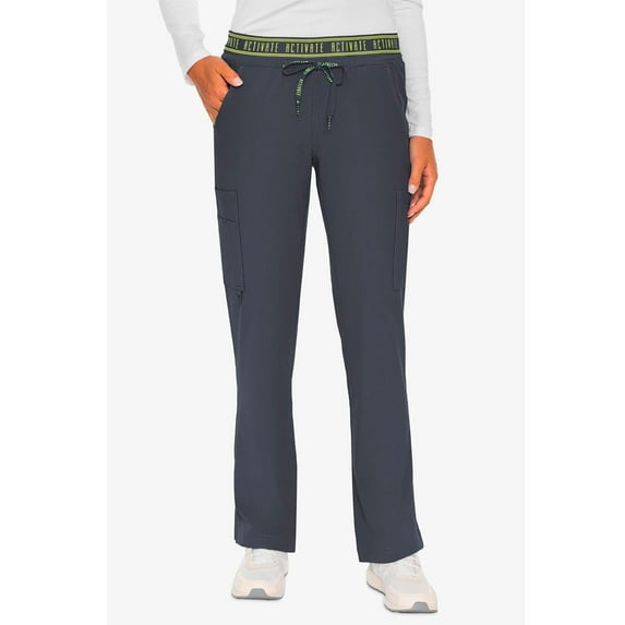 MED COUTURE Women Yoga 2 Cargo Pocket Pant, Color: Pewter, Size: L (8758-PWTR-L)