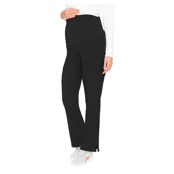 MED COUTURE Women's Sporty Stylish Stretchy Maternity Pants, Color: Black, Size: XL (8727-BLAC-XL)