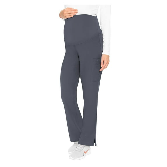 MED COUTURE Women's Sporty Stylish Stretchy Maternity Pants, Color: Pewter, Size: M Petite (8727P-PWTR-M)