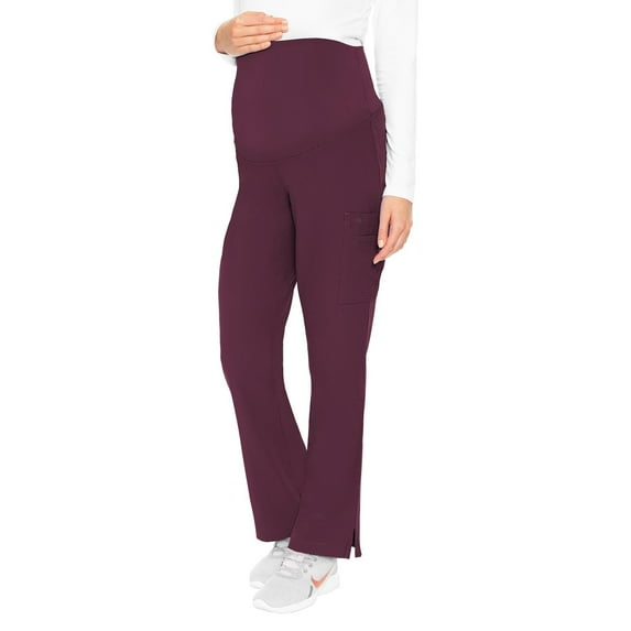 MED COUTURE Women's Sporty Stylish Stretchy Maternity Pants, Color: Wine, Size: S (8727-WINE-S)