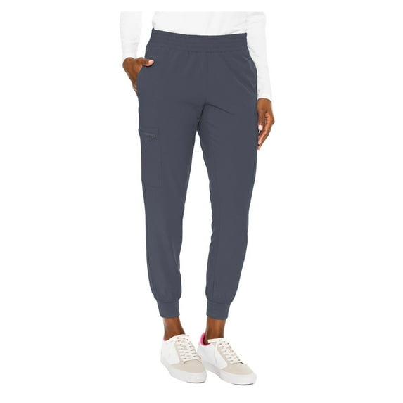 Med Couture 8739 Smocked Waist Jogger Pewter Small Tall