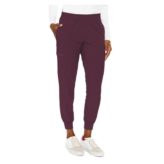 Med Couture Women's 8739 Smocked Waist Jogger Scrub Pant -Wine-Small
