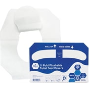 MED PRIDE Flushable Toilet Seat Covers, Disposable Half-Fold Liners, 250 pack Septic Safe, White Paper, Travel Use