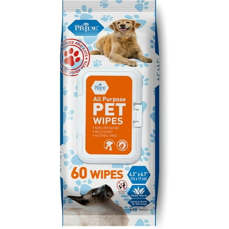 MED PRIDE Pet Wipes for Dogs and Cats, 60-Count, Hypoallergenic Puppy Wipes for Cleaning and Deodorizing