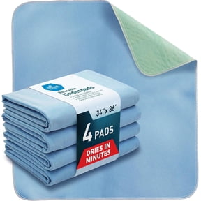 MEDPRIDE Washable Bed Pads for Incontinence, Reusable Bedwetting Underpads 34x36in, Pack of 4 High Absorbency Adults & Women