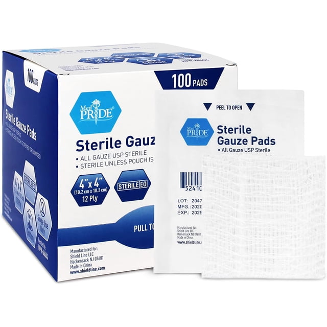 MEDPRIDE Non-Stick Sterile Gauze Pads, Wound Dressing Supplies, 4'' x 4 ...