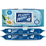 MED PRIDE XL Flushable Wipes for Adults Unscented 150 Pack Large Aloe Vera Chamomile Plant-Based Plastic-Free Wipes Flushable and Gentle on Skin