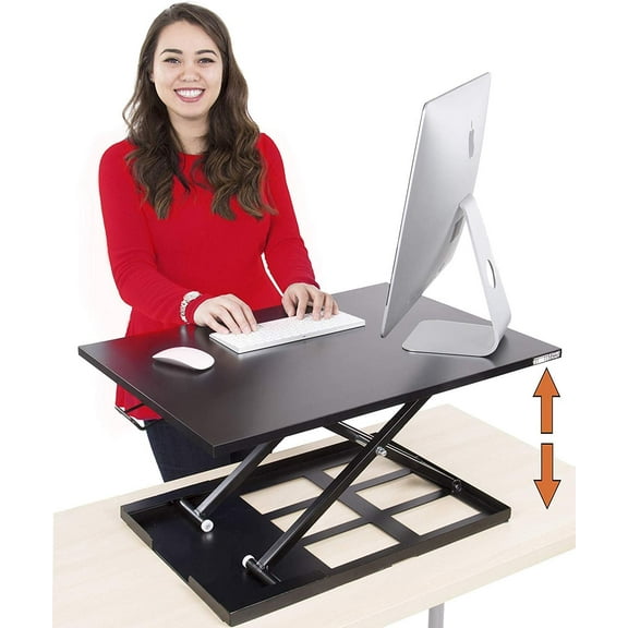 MEDA |Standing Desk | Instantly Convert Any Desk into a Sit/Stand up Desk, Height-Adjustable, Fully Assembled Desk Converter (Black)