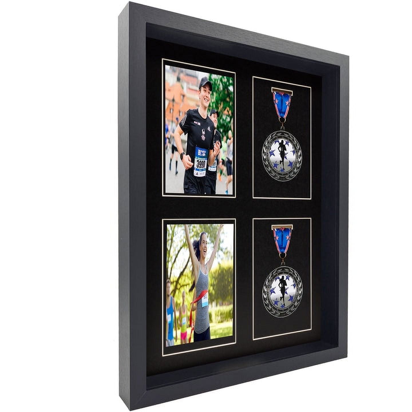 MEDALAWARDSRACK SHADOW BOX DISPLAY (4 MEDALS) - MARATHON, TRIATHLON, 5K ...
