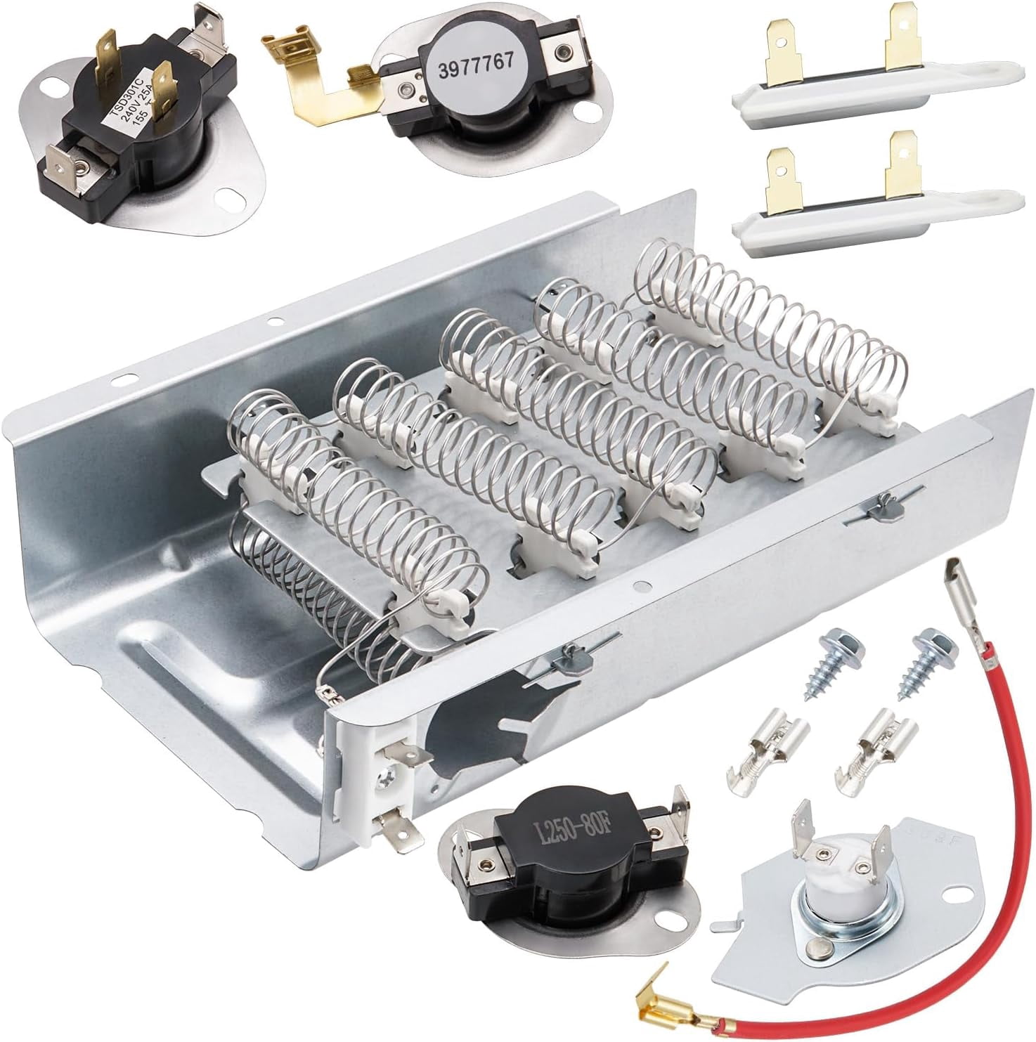 MEDC200XW1 MEDB755DW2 MEDC215EW0 MEDC215EW1 Dryer Heating Element Kit Fit for May-tag MEDC200XW2 MEDC200XW3 MEDC400BW0 MEDB766FW0 MEDB755DW0 MEDC200XW0 MEDC400BW1 MEDC415EW0
