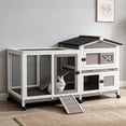 thumbnail image 1 of MEDEHOO 55.2" 2-Story Rabbit Hutch Indoor Outdoor, Heavy Duty Full Metal Bunny Cage with 6 Locking Wheels, 2 Pull-Out Trays, Chew-Proof Ramp & Waterproof Roof for Guinea Pigs Small Pets, 1 of 11