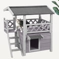 thumbnail image 1 of BUTINGLALE Cat House Outdoor Indoor Feral Cat Shelter Wooden Kitty House with Stairs, Balcony＆Weatherproof Roof, 1 of 8