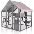 thumbnail image 1 of BUTINGLALE Catio Outdoor Cat Enclosures Wooden Cat House with Rest Houses, Platforms, Bridge, and Waterproof UV Cover - 55" D, 1 of 6