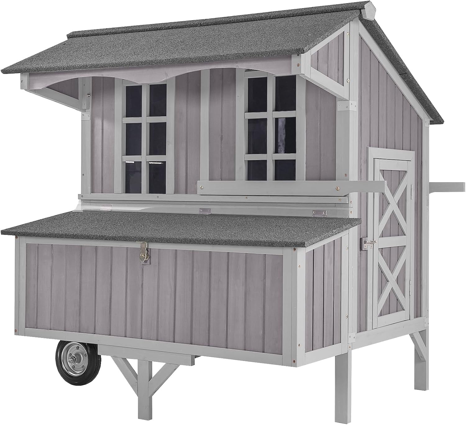 BUTINGLALE Chicken Coop Mobile Duck Coop with Super Large Wheels Durable Hen House 48.6" Outdoor Rabbit Hutch with Nesting Box for 3-6 Chickens
