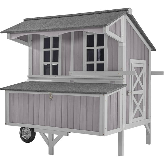 BUTINGLALE Chicken Coop Mobile Duck Coop with Super Large Wheels Durable Hen House 48.6" Outdoor Rabbit Hutch with Nesting Box for 3-6 Chickens
