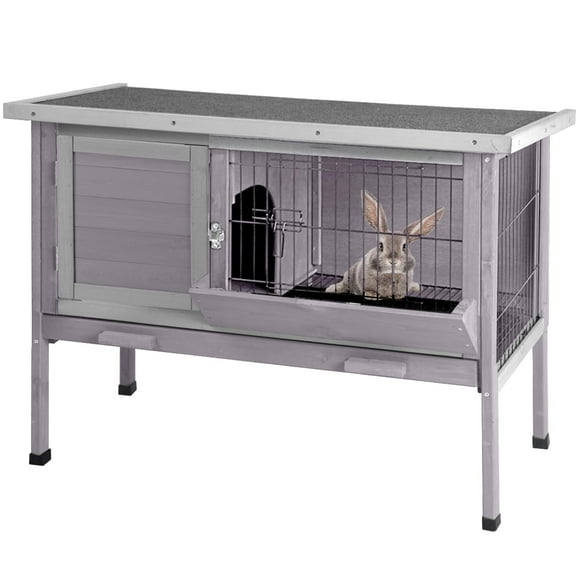 BUTINGLALE Guinea Pig Cage Indoor Wooden Rabbit Hutch with Metal Floor Grid and Removable Tray for Easy Cleaning, Bunny Cages Outdoor Waterproof Roof and Elevated Legs