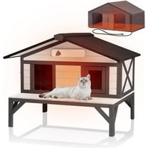 MEDEHOO Heated Outdoor Cat House Weatherproof Large Cat Shelter with 100% Insulated Liner for Multiple Cats, Cat Houses for Indoor Cats（Black）