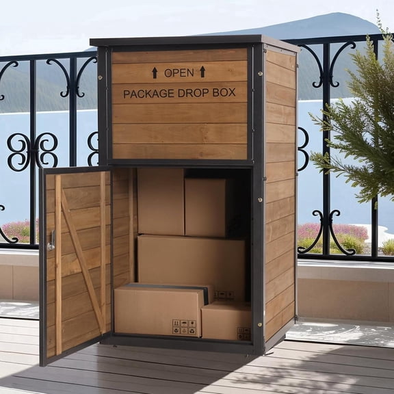 MEDEHOO Large Package Delivery Boxes for Outside Strong Metal Frame Large Parcel Shed with Combination Lockable Secure Anti Theft Package Delivery Box