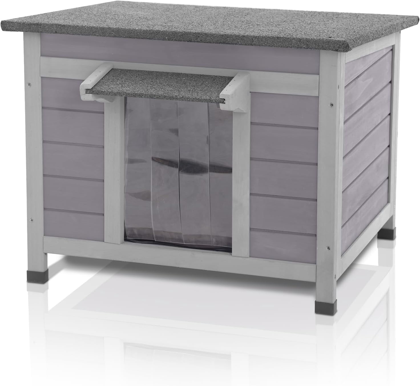 MEDEHOO Outdoor Cat House Wooden Rabbit Hutch Outside Feral Cat Shelter Bunny Cage Guinea Pig Habitat Weatherproof