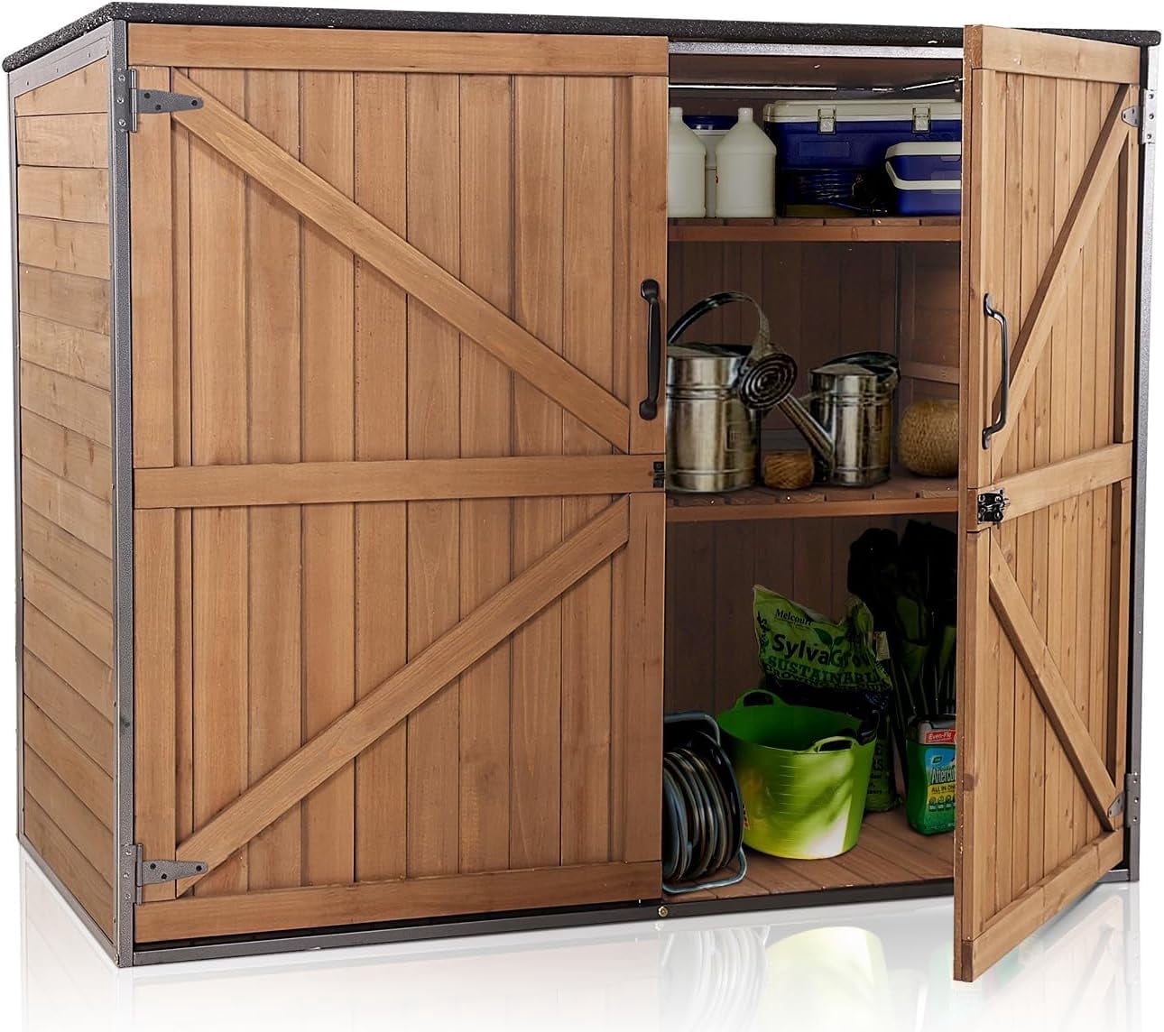 BUTINGLALE  Outdoor Storage Cabinet, Small Garden Shed, Outside Vertical Shed with Waterproof Roof, 33.3 cu.ft for Garden, Garbage Can, Bike, Tool