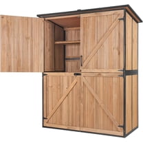 MEDEHOO Outdoor Storage Shed with Metal Frame,Large Wooden Tool Cabinet with Adjustable Shelfs, House Garden Shed for Backyard Garden Patio Lawn