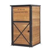 MEDEHOO Package Delivery Boxes for Outside, Metal Frame Large Parcel Drop Box with Combination Lockable, Secure Anti Theft Package Delivery Box for Porch Curbside