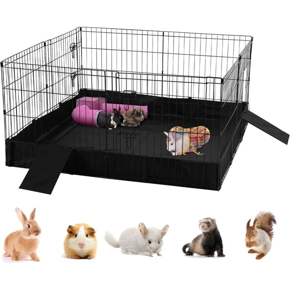 MEDEHOO Pet Playpen for Small Animal, Rabbit Cage with Waterproof Liner for Indoor & Outdoor Use (Playpen Only)