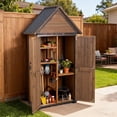 thumbnail image 1 of MEDEHOO Sheds Outdoor Storage,Garden Shed with Metal Frame Structure and Adjustable Shelves,Large Capacity Storage Tool Cabinet Box for Backyard Garden Patio Lawn (Brown), 1 of 8