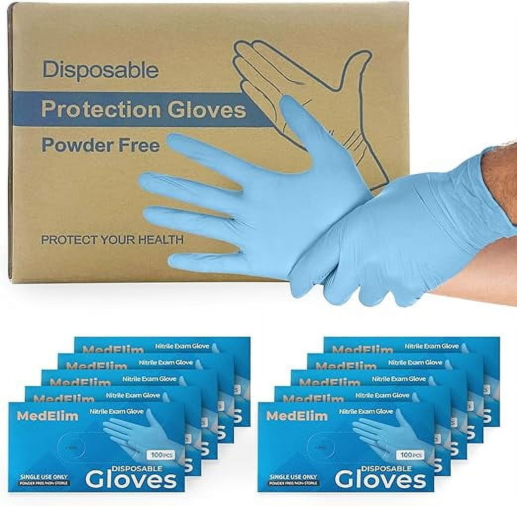 MEDELIM Medical Gloves - Nitrile Gloves Disposable Latex Free, 5 Mil, Powder-Free, Blue, Medium, 1000 Pcs