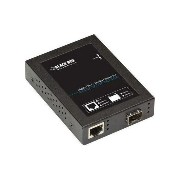 Black Box PoE+ PSE Media Converter - Fiber media converter - 1GbE - 10Base-T, 100Base-TX, 1000Base-T, 1000Base-X - RJ-45 / SFP (mini-GBIC)