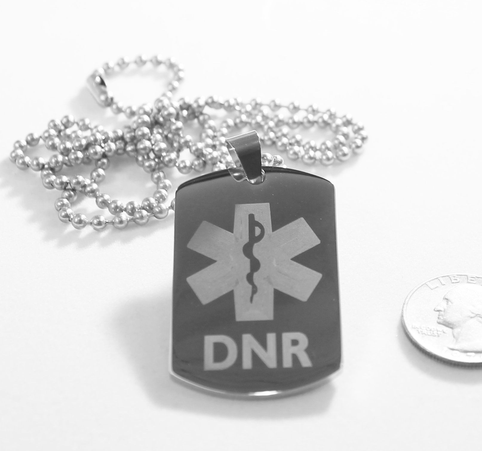 Men's Stainless Steel Medical Alert Dog Tag Pendant Necklace – Free Engraving & Gift Bag