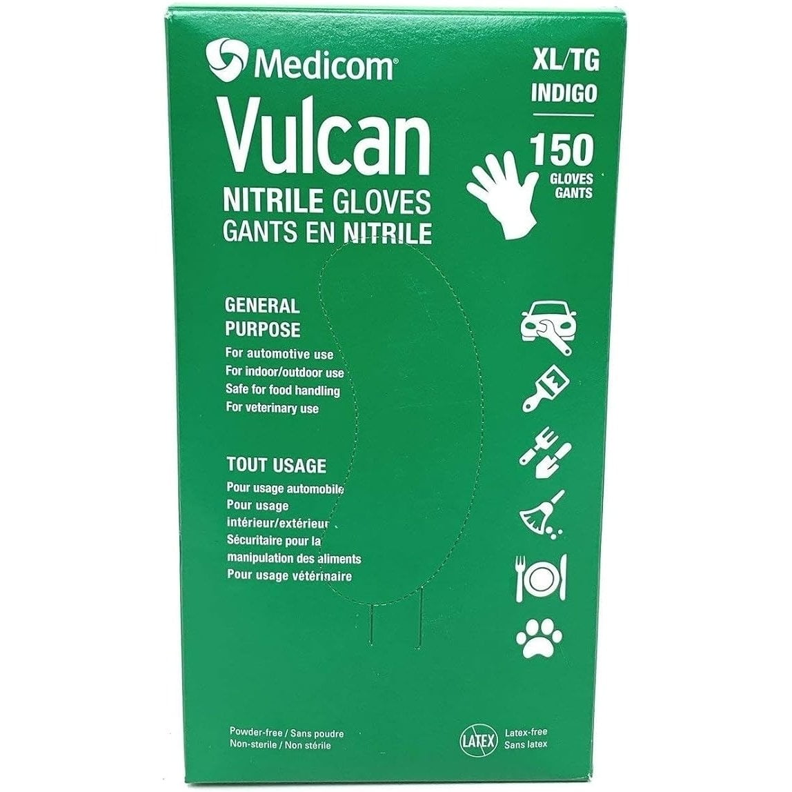 MEDICOM Vulcan Latex-Free Unisex Work Gloves, X-Large, Pair, Nitrile White
