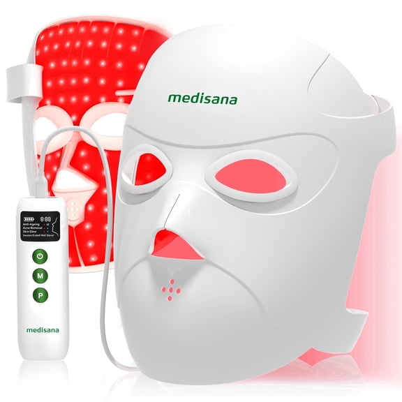 Medisana 3D Red Light Therapy Mask for Face, 336 LEDs Light Therapy Mask with 3 Modes - NIR 830nm, Red 630nm, Blue 415nm - Cordless & Rechargeable LED Face Mask for Home, Skincare Gifts for Women Mom