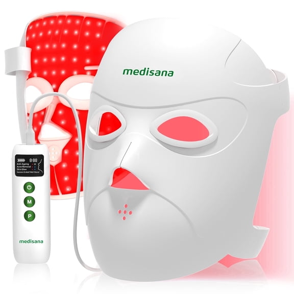 Medisana 3D Red Light Therapy Mask for Face, 336 LEDs Light Therapy Mask with 3 Modes - NIR 830nm, Red 630nm, Blue 415nm - Cordless & Rechargeable LED Face Mask for Home, Skincare Gifts for Women Mom