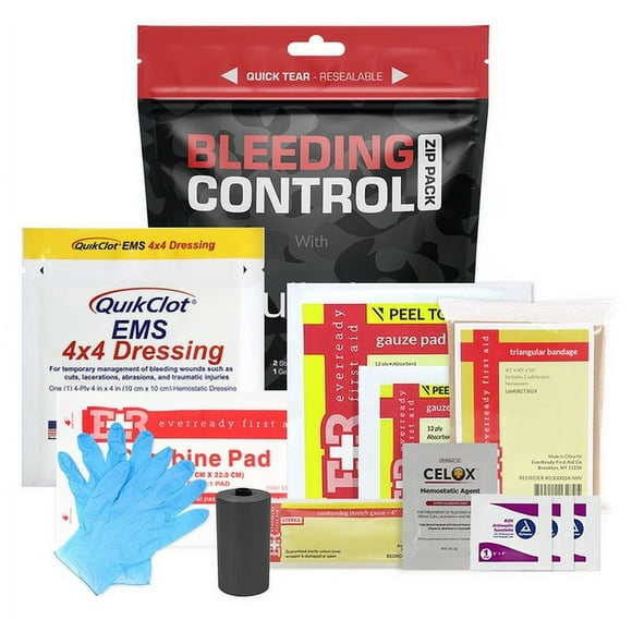 MEDITAC Bleeding Control Zip Pack with Clot Kits - 9 Pcs per pack