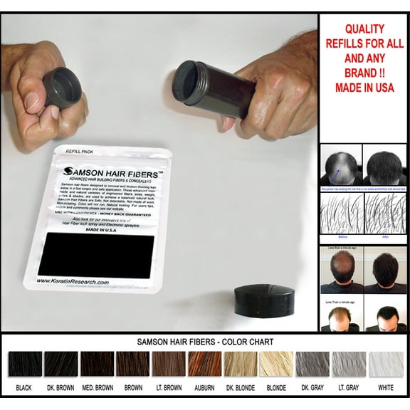 MEDIUM BROWN 100 GRAMS SUPER SIZE Original Samson Best Hair Loss Concealer Building Fibers Refill Kit With 100 grams refills also suitable for other brands containers