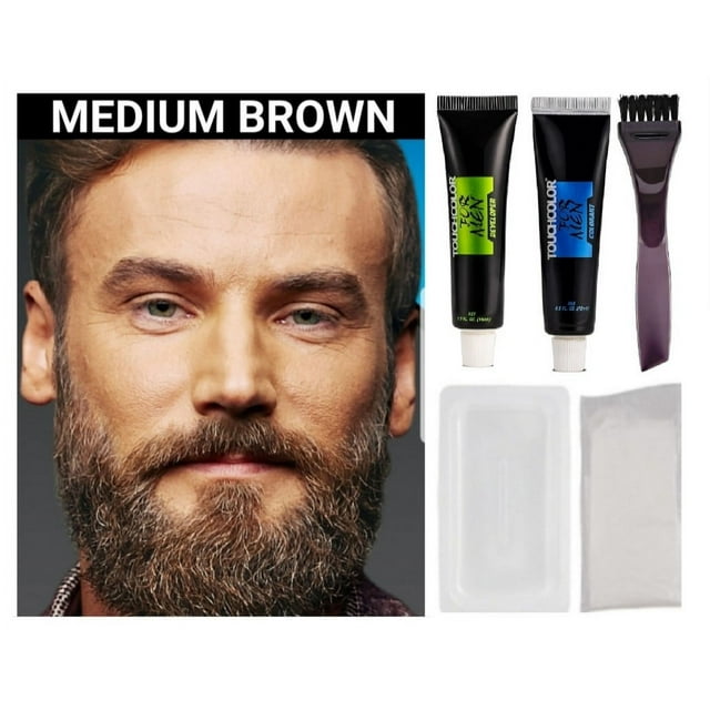 MEDIUM BROWN BEARD MOUSTACHE SIDEBURNS HAIR DYE CREAMCOLOR FACIAL HAIR