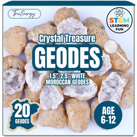 20 Break Your Own Geodes Kit – 20 Natural Geodes 1.75 to 2.5 Inches - Magnifying Glass & Learning Guide – Fun STEM Activity for Kids Easy-to-Open - Medium