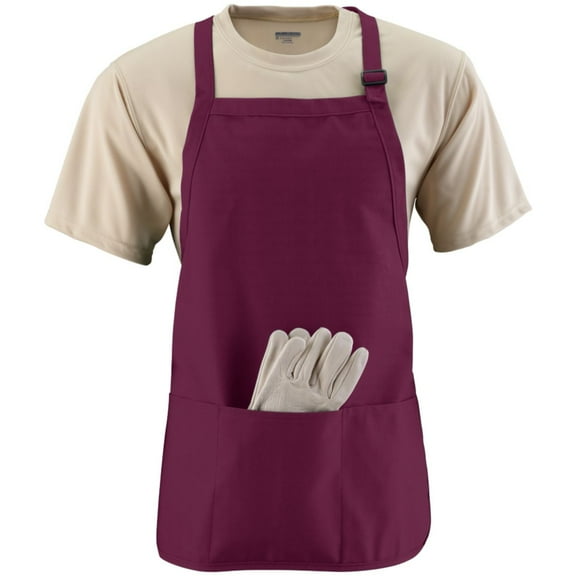 MEDIUM LENGTH APRON W/PCH MAROON OS