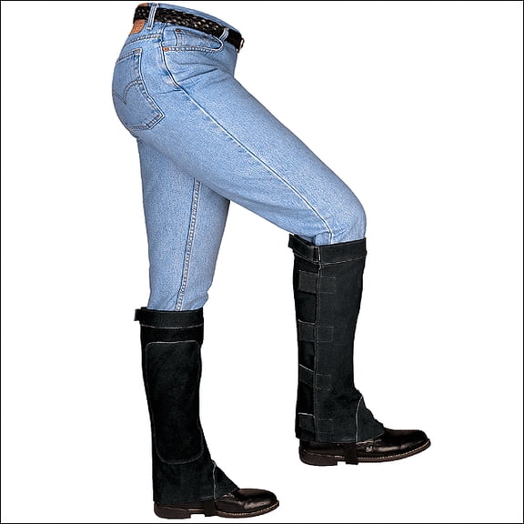 Weaver Black Suede Horse Riding Half Chaps Adjustable Hook & Loop Closures