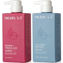 MEDIX 5.5 Anti Aging Retinol Body Cream + Moisturizing Collagen Lotion, 2-Pack, 15 fl oz