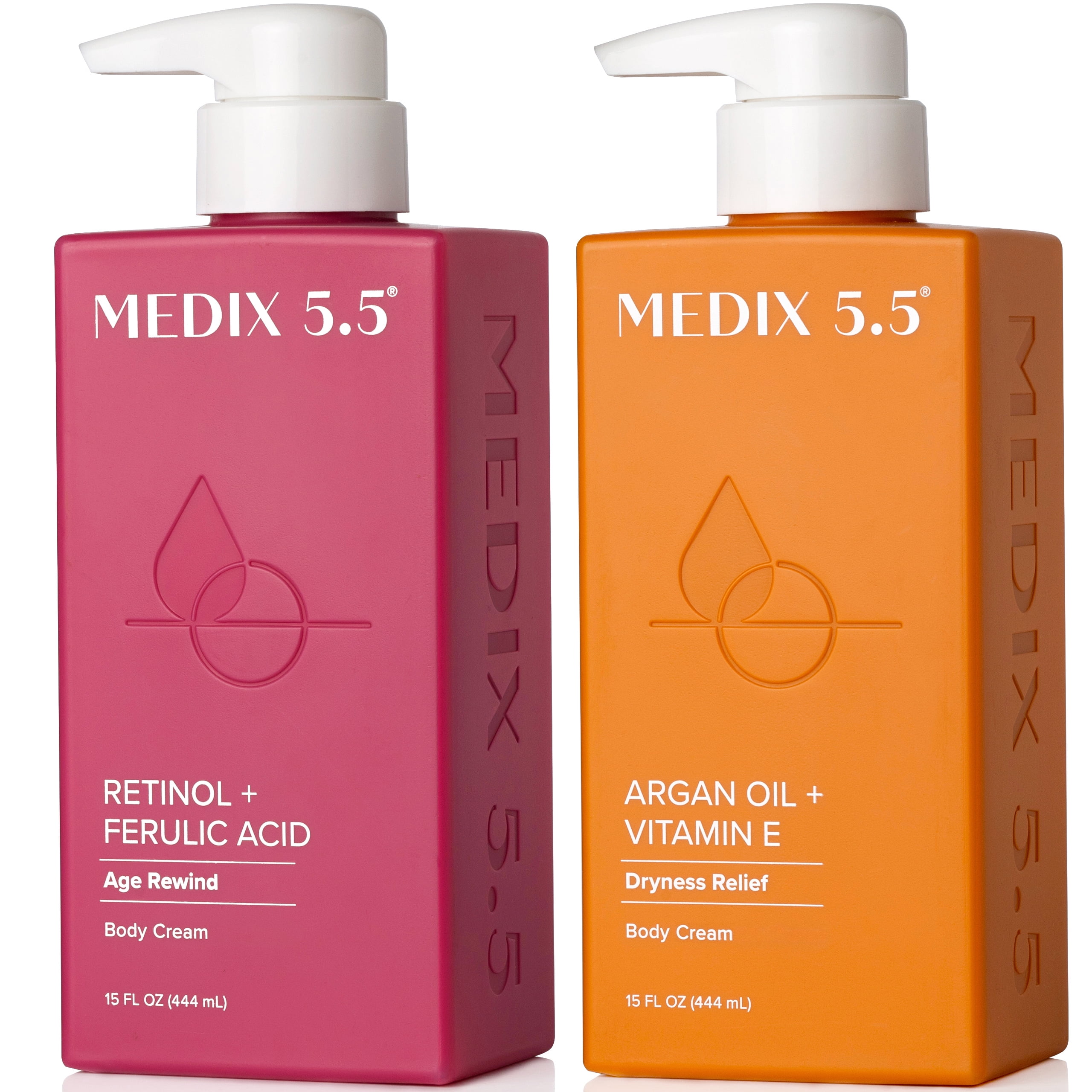 MEDIX 5.5 Anti Aging Retinol Cream + Argan Oil Moisturizing Cream. Set of Two 15 fl oz