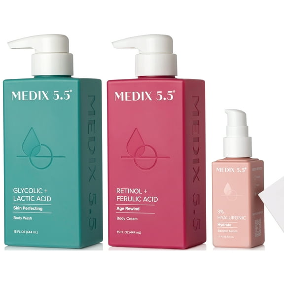 MEDIX 5.5 Anti Wrinkle Bundle Retinol & Glycolic Acid & 3% Hyaluronic Acid Booster Set