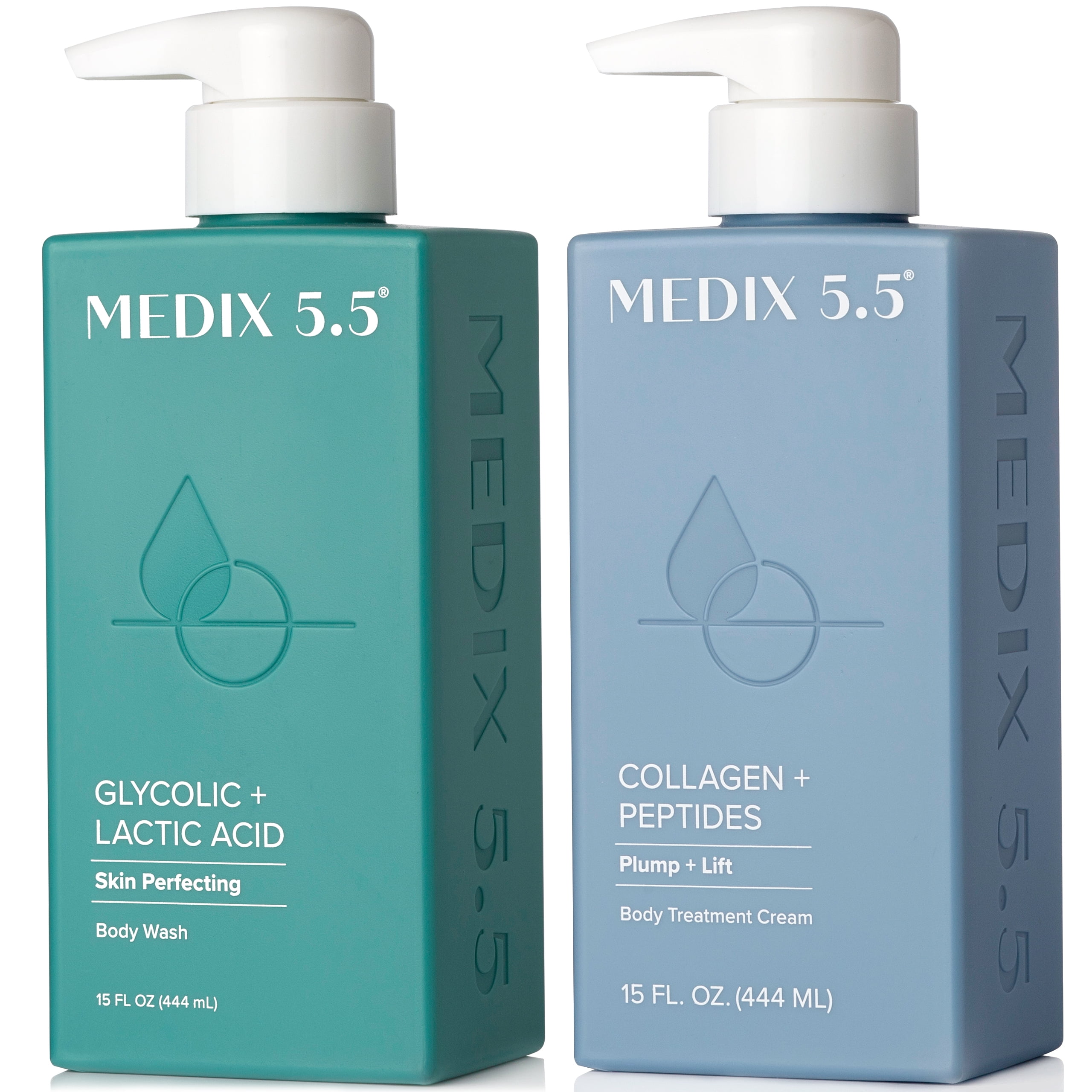 MEDIX 5.5 Collagen Body Cream + Glycolic Acid Body Wash Set, 15 fl oz