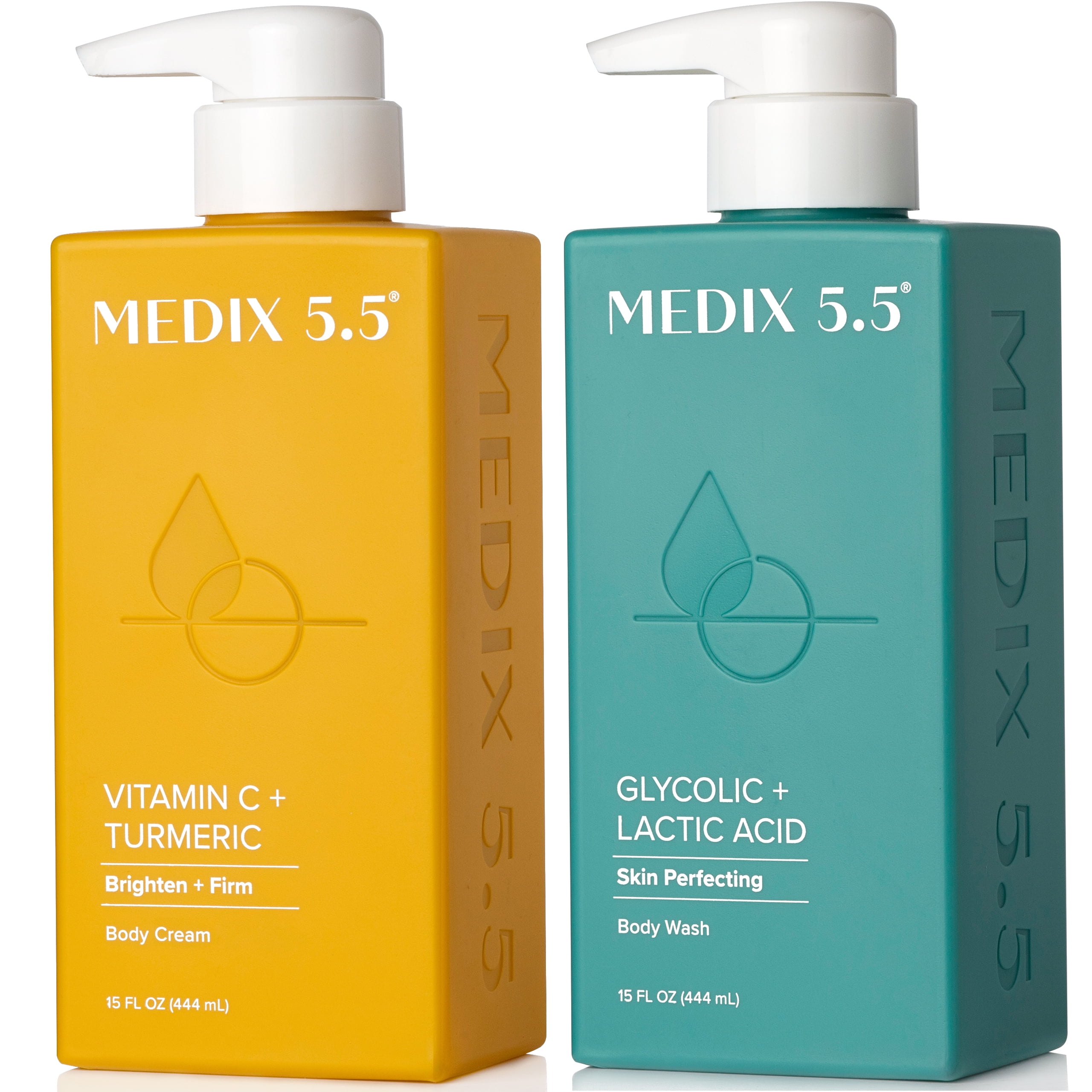 MEDIX Vitamin C Cream + Glycolic Acid Body Wash Set, 15 fl oz