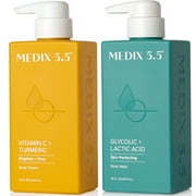 MEDIX Vitamin C Cream + Glycolic Acid Body Wash Set, 15 fl oz