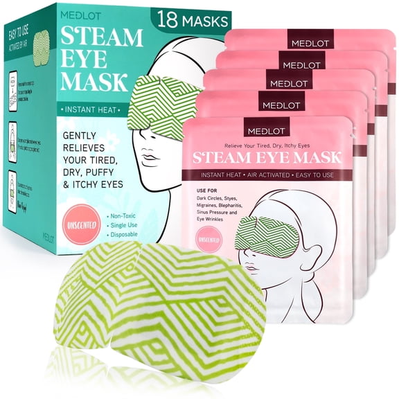 LotFancy 18 Packs Steam Eye Masks, Heated Eye Mask Warm Compress for for Dry Eyes, Puffy Eyes